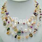 multi strand pearl crystal necklace