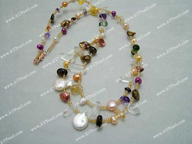 Handmade pearl crystal necklace