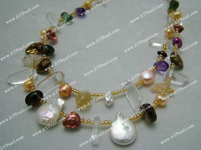 Handmade pearl crystal necklace