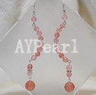 Handmade faceted cherry quartz earring