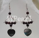 garnet and black shell earrings