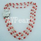 Discount triple strand pearl and coral necklace