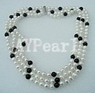 8-9mm pearl and black agate necklace under $30
