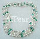 8-9mm pearl and turquoise necklace under $30