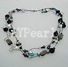 Handmade pearl crystal stone necklace