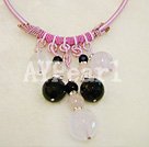 black agate and rose quartz necklace