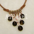 Handmade smoky quartz rose quatz necklace
