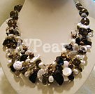 Handmade smoky quartz pearl necklace