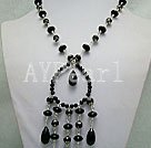 black crystal charm necklace