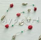 coral and turquoise necklace under $ 8