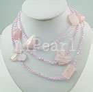 Handmade crystal rose quartz necklace