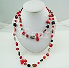 Handmade coral agate crystal necklace