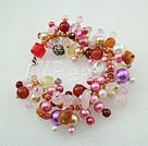 cuentas de concha marina y pulsera de cuarzo rosa