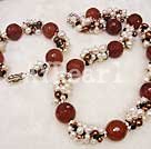 pearl and red carnelian sets