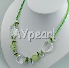 white crystal and green rutilated quartz necklace