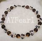 pearl and smoky quartz necklace