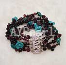 multi strand turquoise and garnet bracelet