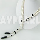 pearl and black agate necklace