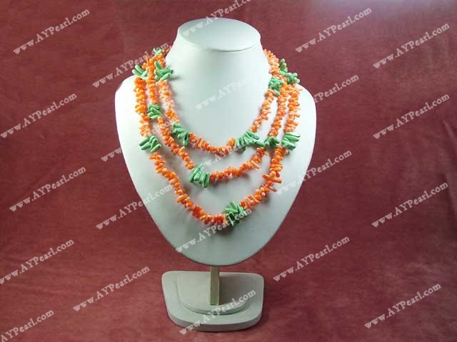 Handmade coral turquoise necklace