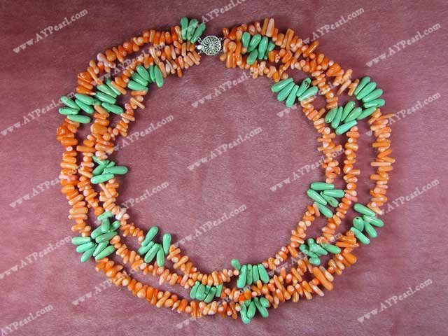 Handmade coral turquoise necklace