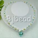 17 inches lovely multi color pearl and colored glaze neckalce