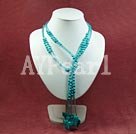 6-7mm dyed pearl and turquoise butterfly necklace under $ 15