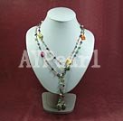 dyed multi color pearl necklace
