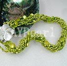 3-4mm twisted green pearl necklace