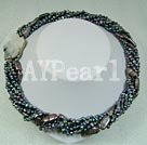 3-4mm twisted black pearl necklace