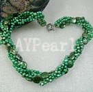 3-4mm twisted green pearl necklace