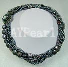 3-4mm coin pearl and black pearl necklace