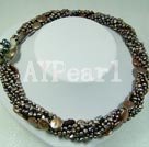 3-4mm twisted coin pearl necklace
