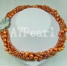 3-4mm twisted dyed pearl necklace