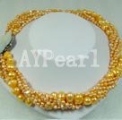 3-4mm twisted dyed pearl necklace