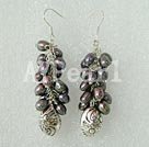 black pearl cluster earrings