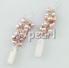 dyed pearl and rose quartz cluster earrings