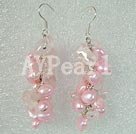 Hademade pearl rose quartz earring