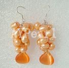 Discount pearl and cat's eye cluster earring