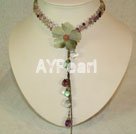 rainbow fluorite and shell flower necklace