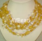 multi strand pearl and citrine necklace