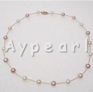 14k gold-plated chain three colored pearl necklace Under $ 40
