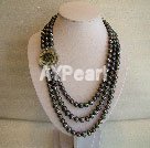 Discount 8-9mm black pearl beaded necklace