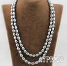 9-10mm gray pearl beaded necklace