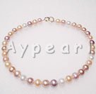 11-12mm three colored AA pearl beaded necklace