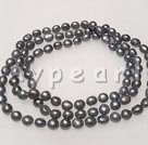 9-10mm black pearl beaded necklace