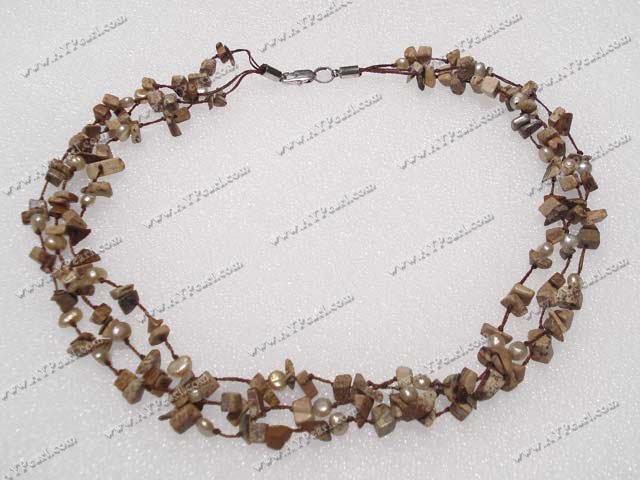 pearl and picture jasper necklace