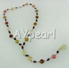 Discount three colored jade and garnet y necklace