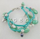 parel en turquoise en wit porselein armband