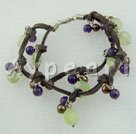 Discount pearl and amethyst and green rutilated quartz bracelet