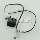 porcelain stone black agate necklace